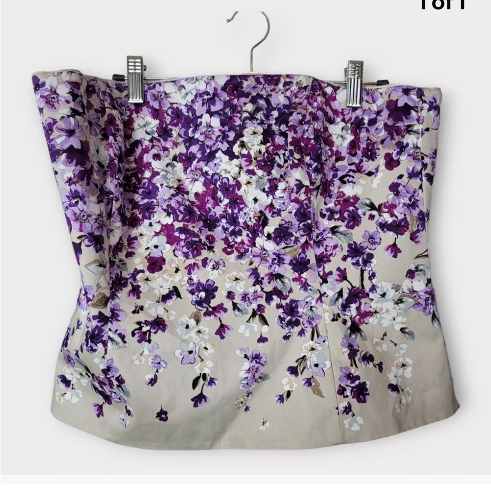 White House Black Market Floral Strapless Top Bustier